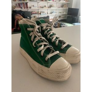 Custom Platform Green Converse, Size 8